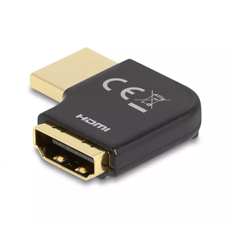 DeLOCK HDMI Adapter male to female 90° right angled 8K 60 Hz metal