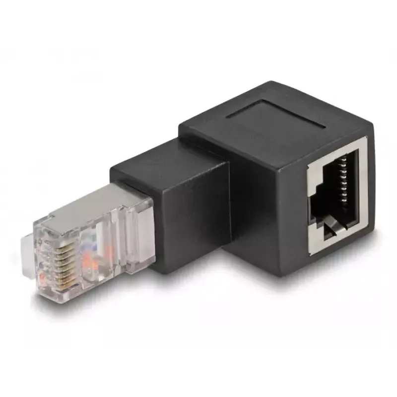 DeLOCK RJ45 plug to RJ45 jack Adapter Cat.6A 90° downwards angled