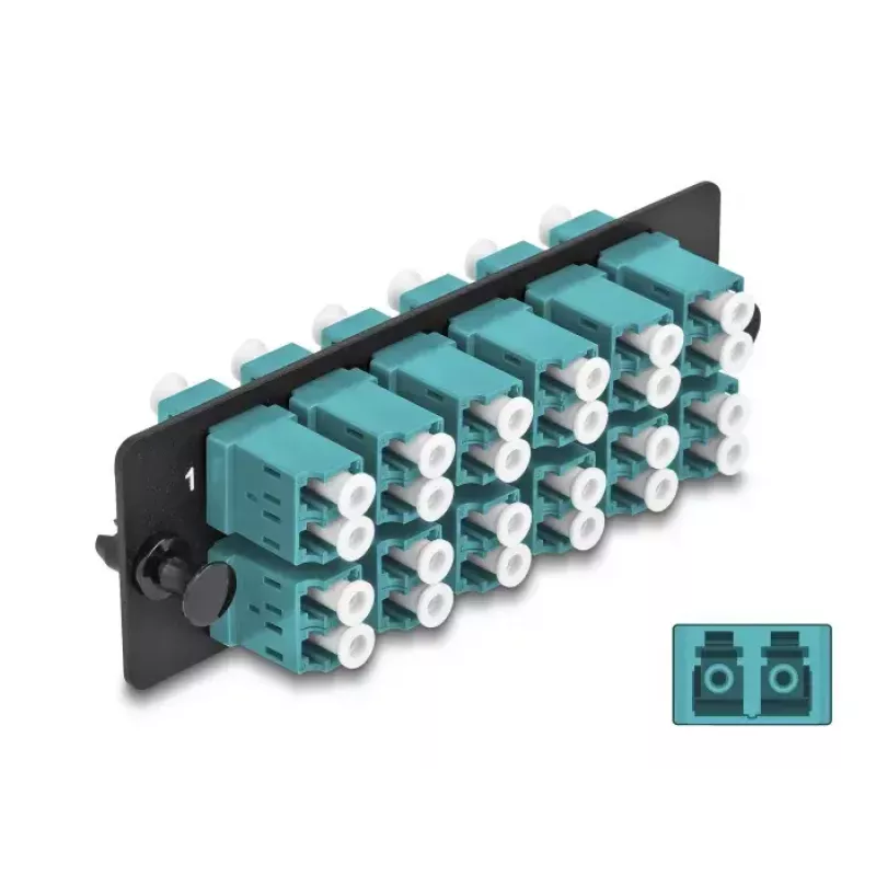 DeLOCK Fiber Optic Adapter Panel LC Duplex OM4 12 Port Aqua