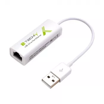 Techly USB2.0 to Fast Ethernet 10/100 Mbps converter, Wired, USB, Ethernet, 100 Mbit/s, White