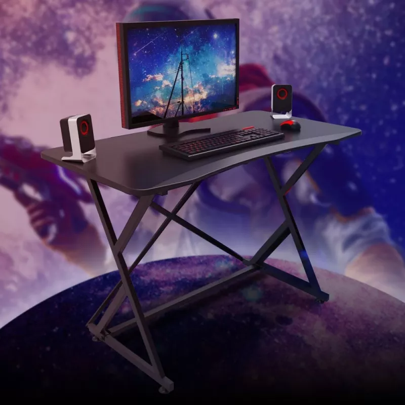 Techly Gaming Desk for PC with Angular Ergonomic Edge Black