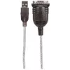 Manhattan USB-A to Serial Converter cable, 45cm, Male to Male, Serial/RS232/COM/DB9, Prolific PL-2303HXD Chip, Black/Silver cable, Three Year Warranty