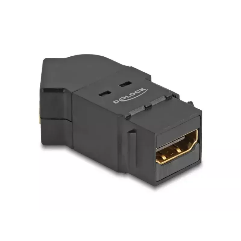 DeLOCK HDMI panel mount female to HDMI female 45° angled 8K 60 Hz black