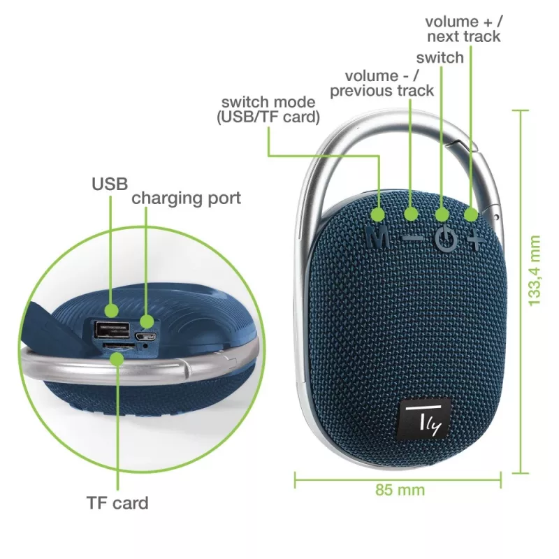 Techly ICASBL321BL portable/party speaker Mono portable speaker Blue 5 W