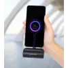 Manhattan Power Bank with integrated USB-C plug, 5000 mAh, Up to 20W output, Kickstand for Use as Charging Phone Holder, Black, One Year Warranty