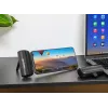 Manhattan Power Bank with integrated USB-C plug, 5000 mAh, Up to 20W output, Kickstand for Use as Charging Phone Holder, Black, One Year Warranty