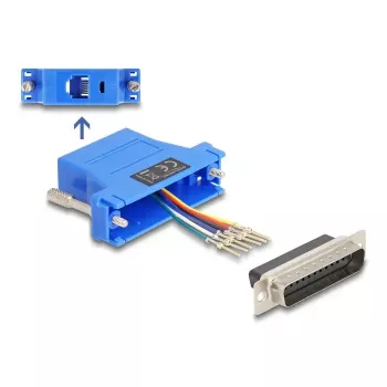 DELOCK D-Sub 25 pin male to RJ12 female assembly kit, blue