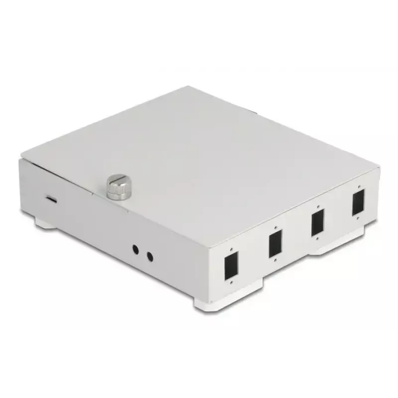 Fiber Optic Wall Box DELOCK 4× SC Simplex or LC Duplex adapters, metal housing, grey
