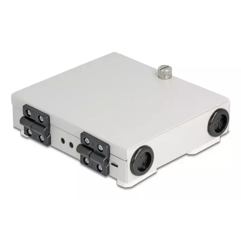 Fiber Optic Wall Box DELOCK 4× SC Simplex or LC Duplex adapters, metal housing, grey