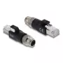 Adapter DELOCK M12 X-coded 8‑pin male to RJ45 plug, gold contacts, black