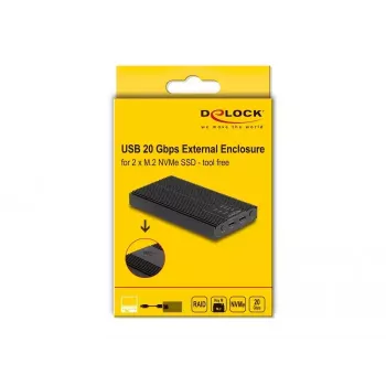 SSD enclosure DeLOCK 42022 External Enclosure USB 20 Gbps for 2 x M.2 NVMe PCIe SSD