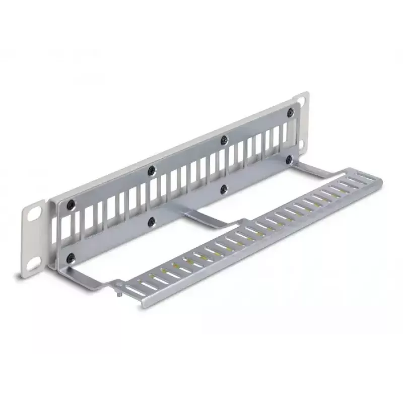 DeLOCK 10 inch Keystone Patch Panel 12 port with strain relief 1U grey