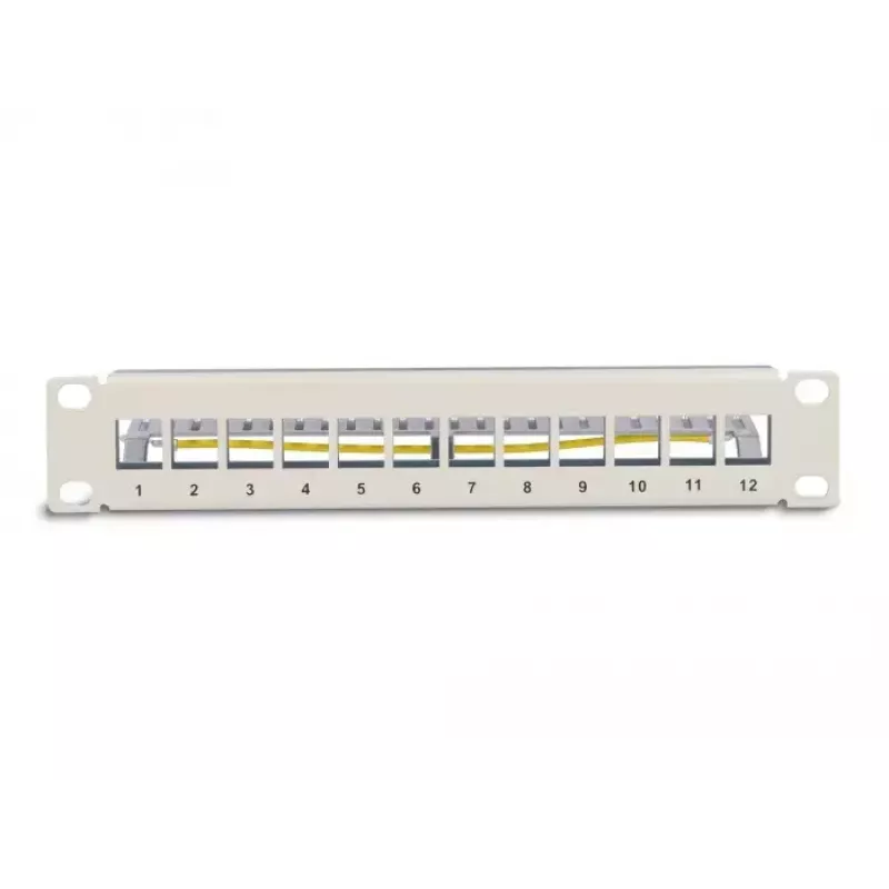 DeLOCK 10 inch Keystone Patch Panel 12 port with strain relief 1U grey