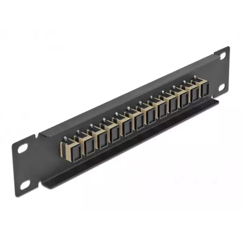 Fiber Optic Patch Panel DeLOCK 10 inch 12 Port SC Simplex Beige 1U Black