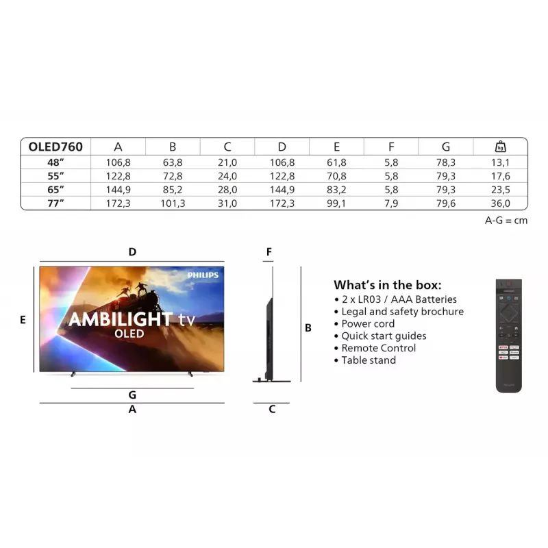 Television Philips 77OLED760/12 77 inch 4K Ultra HD OLED 3840 x 2160