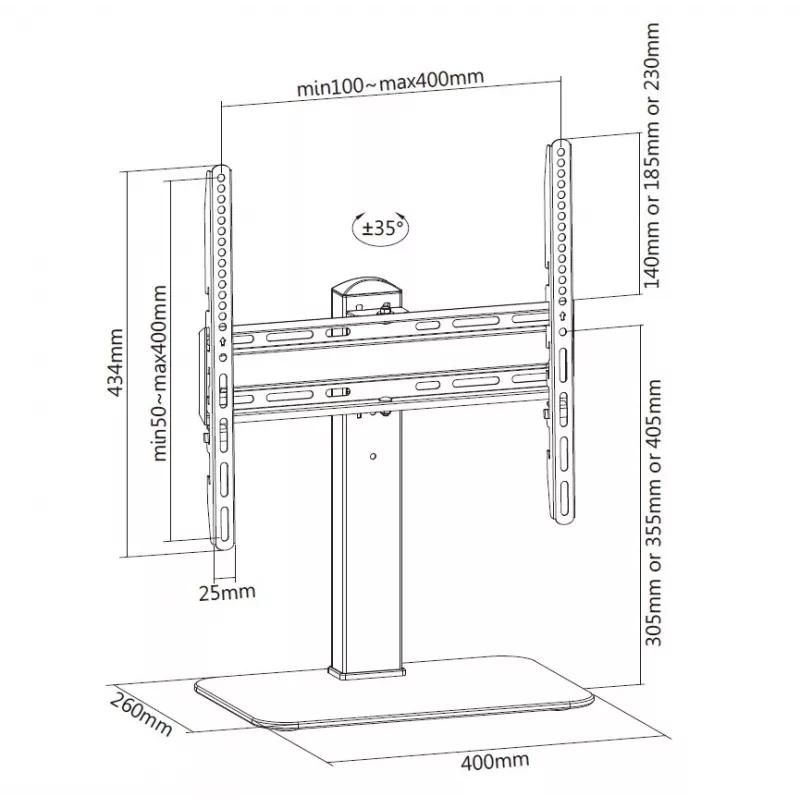 Equip 32 inch-55 inch Universal TV Stands Black 40 kg capacity 32 inch-55 inch screens