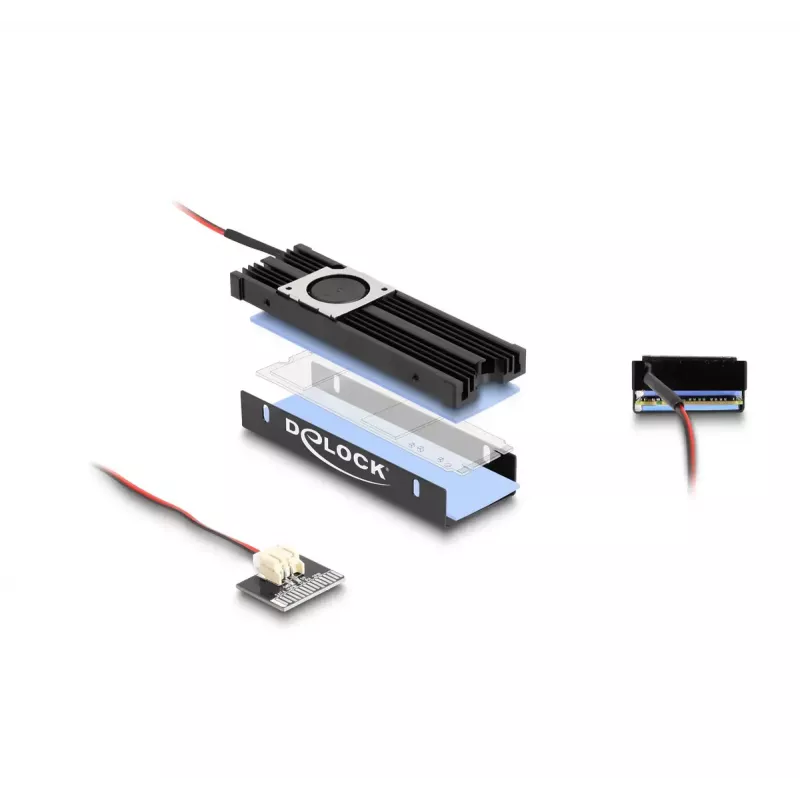 Heatsink DeLOCK Heat sink with Fan for M.2 SSD 2280 black Aluminium