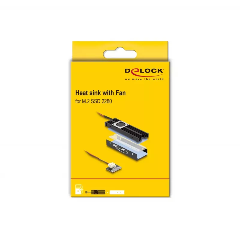Heatsink DeLOCK Heat sink with Fan for M.2 SSD 2280 black Aluminium