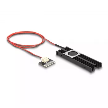 Heatsink DeLOCK Heat sink with Fan for M.2 SSD 2280 black Aluminium