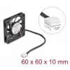 DELOCK Computer Case Fan 6 cm (60x60x10 mm), 12 V, Ball Bearing, Black, Model 67294