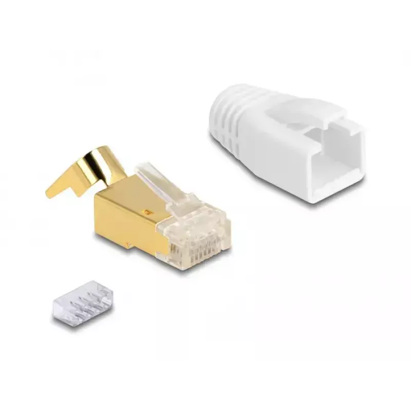 Network Cable DeLOCK RJ45 Modular Plug 25 pcs set Cat.7 Gold White