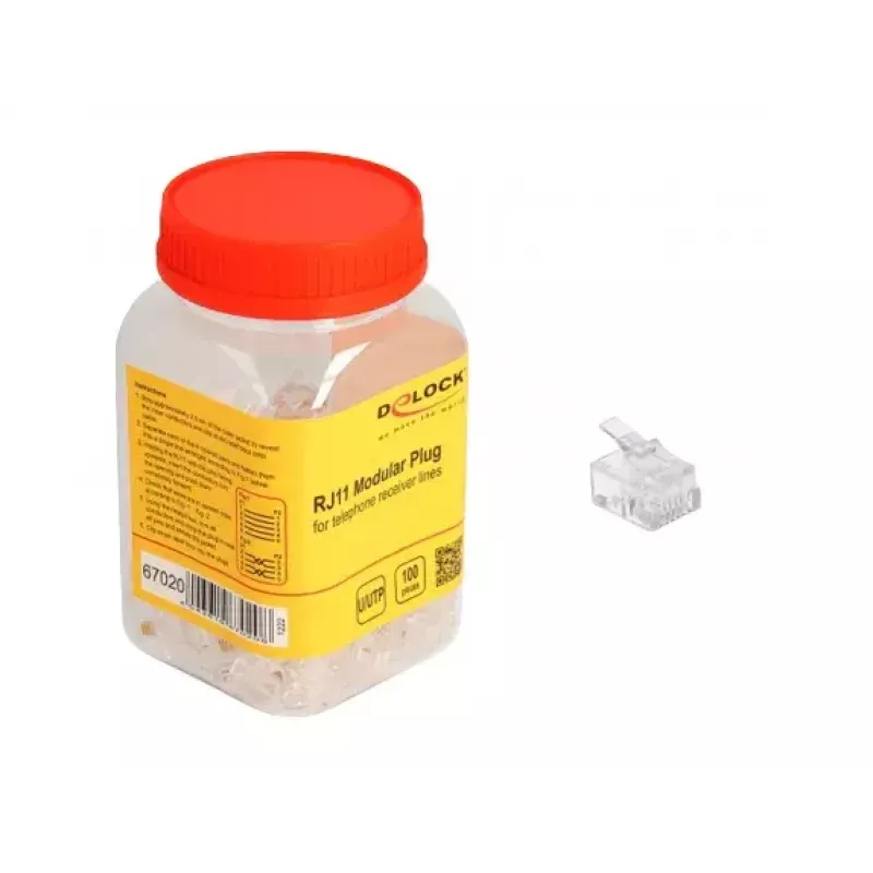 DeLOCK RJ11 Modular Plug 100 pcs Transparent Polycarbonate