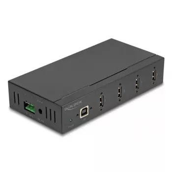DELOCK interface hub USB 2.0 Type-B to 4x USB 2.0 Type-A (480 Mbit/s), black, metal housing, DC powered