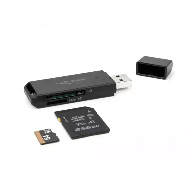 Card Reader DeLOCK 91002 USB Black MicroSD SD SDHC SDXC 5000 Mbit/s