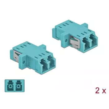 Fiber optic adapter DELOCK LC female–female OM3 duplex (pack of 2)