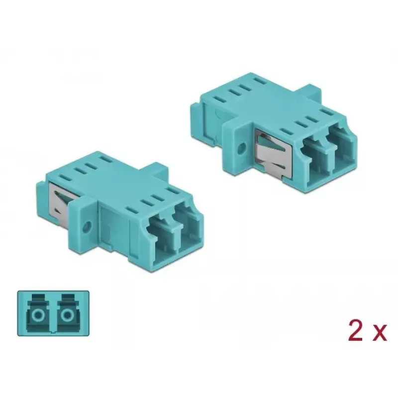 Fiber optic adapter DELOCK LC female–female OM3 duplex (pack of 2)