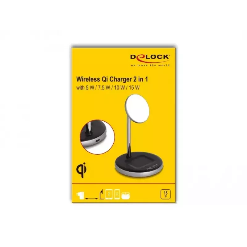 Wireless Charger DeLOCK 66468 2 in 1 5W 7.5W 10W 15W