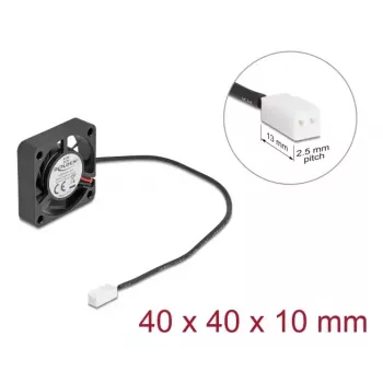 DELOCK computer case fan 4 cm (40 x 40 x 10 mm), ball bearing, 0.18 m³/h, 5 V DC, black