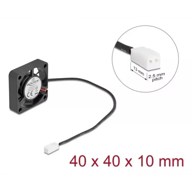 DELOCK computer case fan 4 cm (40 x 40 x 10 mm), ball bearing, 0.18 m³/h, 5 V DC, black