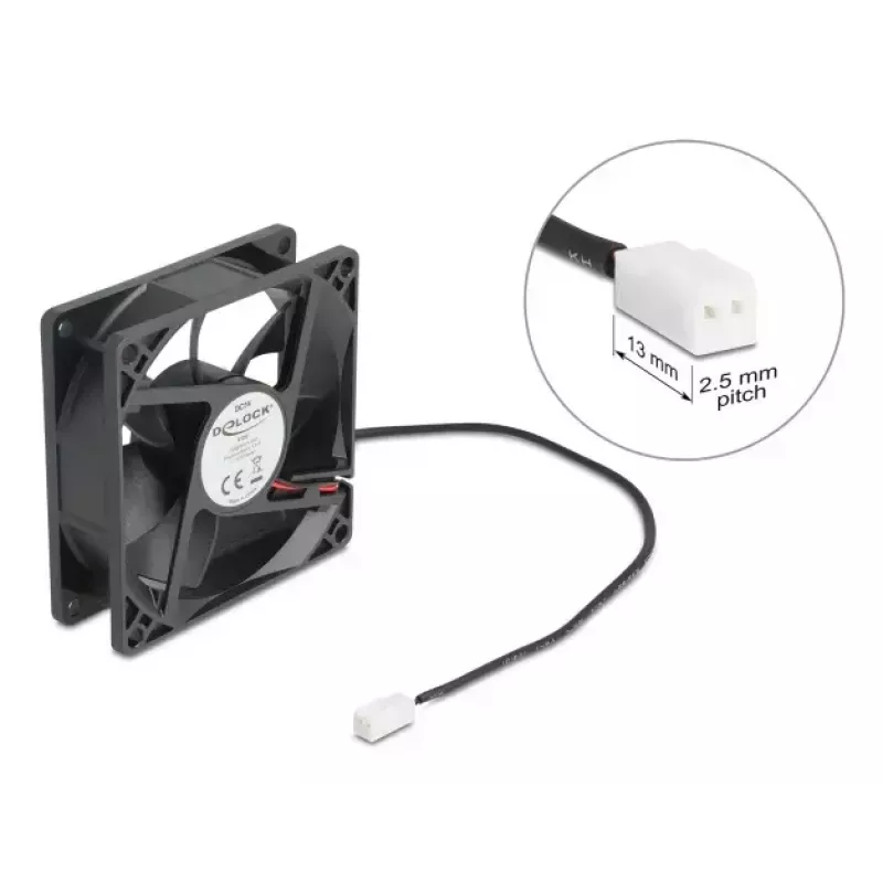 DELOCK Computer Case Fan 8 cm (80 x 80 x 25 mm), Ball Bearing, 5 V DC, Black