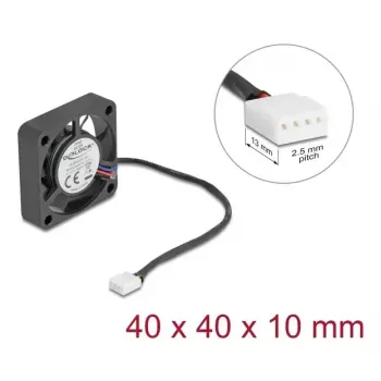 Fan DELOCK 67293 4 cm (40×40×10 mm) 0.18 m³/h Ball bearing 12V Black