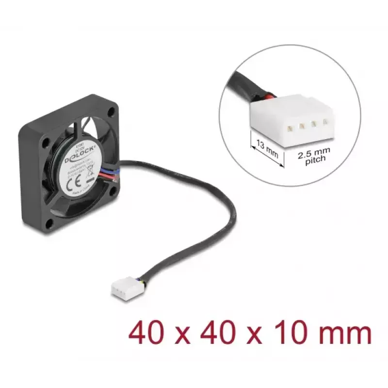 Fan DELOCK 67293 4 cm (40×40×10 mm) 0.18 m³/h Ball bearing 12V Black