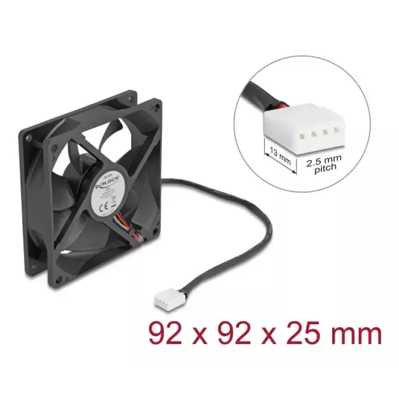 Computer case fan DELOCK 67297 92 mm, ball bearing, airflow 1.21 m³/h, black