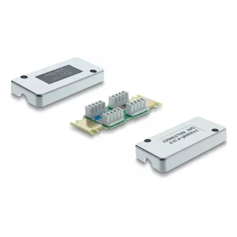 Network Connection Box DELOCK Cat.6 STP LSA, S/UTP shielding, 35×82×23 mm, silver