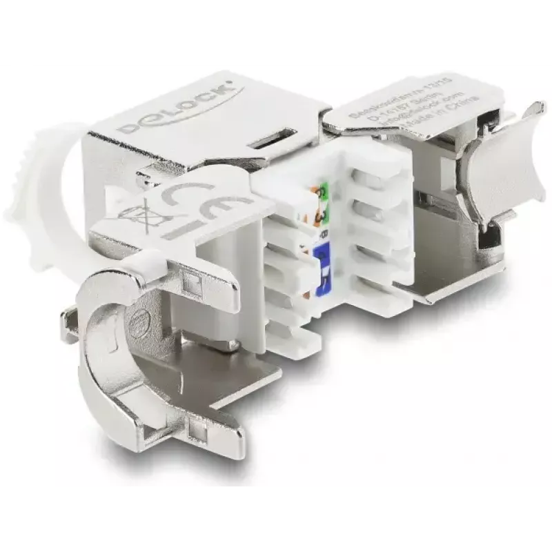 Keystone module DELOCK RJ45 jack to LSA Cat.8.1 shielded with locking clip and dust cover