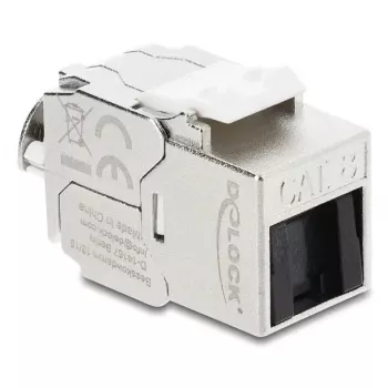 Keystone module DELOCK RJ45 jack to LSA Cat.8.1 shielded with locking clip and dust cover