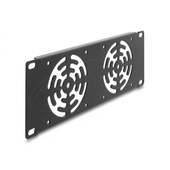 Cover plate DELOCK 67432 with 2 built-in 80×80 mm fans, metal housing, dark grey