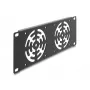 Cover plate DELOCK 67432 with 2 built-in 80×80 mm fans, metal housing, dark grey