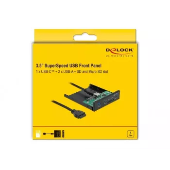 DeLOCK Front Panel 3.5 inch USB 5 Gbps 1 x USB Type-C + 2 x USB Type-A + SD and Micro SD slot