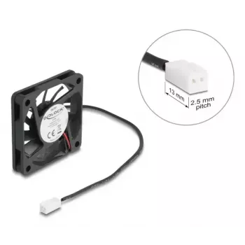 Computer case fan DELOCK 67288 — 60 mm, ball bearing, 5 V, airflow 0.38 m³/h, black, 1 pc