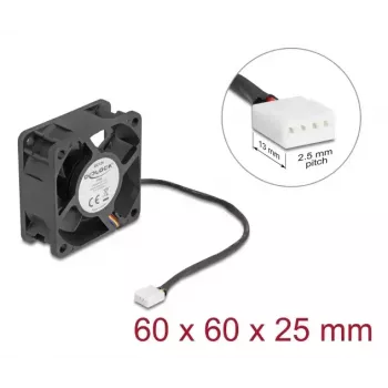 DELOCK Computer Case Fan 6 cm (60x60x25 mm) 12 V DC, Ball Bearing, Black