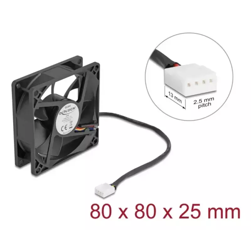 Fan DeLOCK 67301 8 cm Black Ball Bearing 0.97 m³/h
