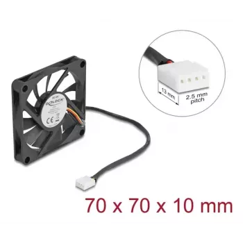 Computer case fan DELOCK 67315 — 70 mm ball bearing, 0.42 m³/h, black