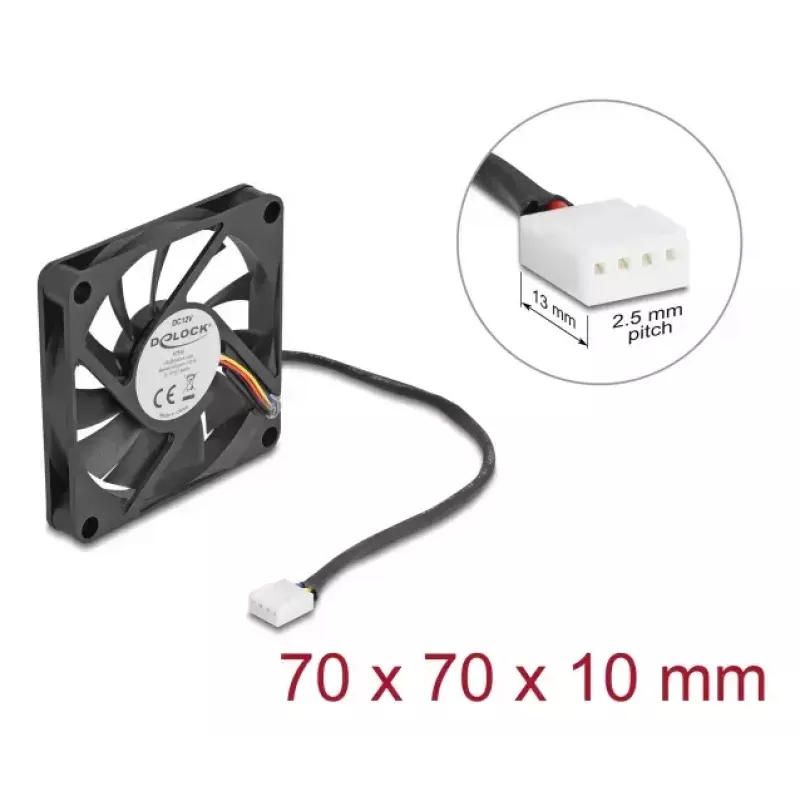 Computer case fan DELOCK 67315 — 70 mm ball bearing, 0.42 m³/h, black