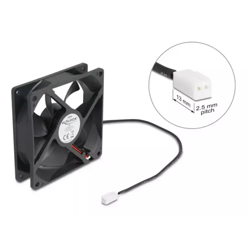 DELOCK Computer Case Fan 92 mm 5 V DC Ball Bearing 1.02 m³/h Black (model 67291)
