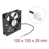 DELOCK 67292 Computer Case Fan 120 mm Black, Ball Bearing, 5 V DC, Airflow 1.73 m³/h